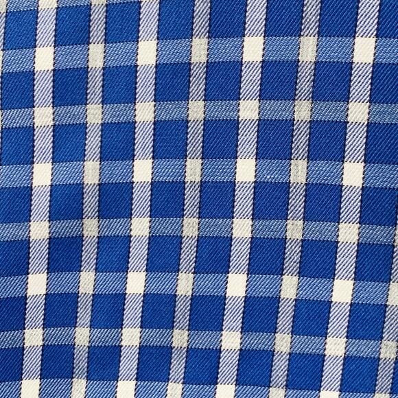 ERMENEGILDO ZEGNA Size L Blue White Checkered Cotton Long Sleeve Shirt - Picture 2 of 7